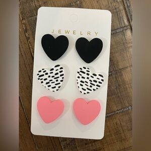 NWT 3 Piece Heart Earrings